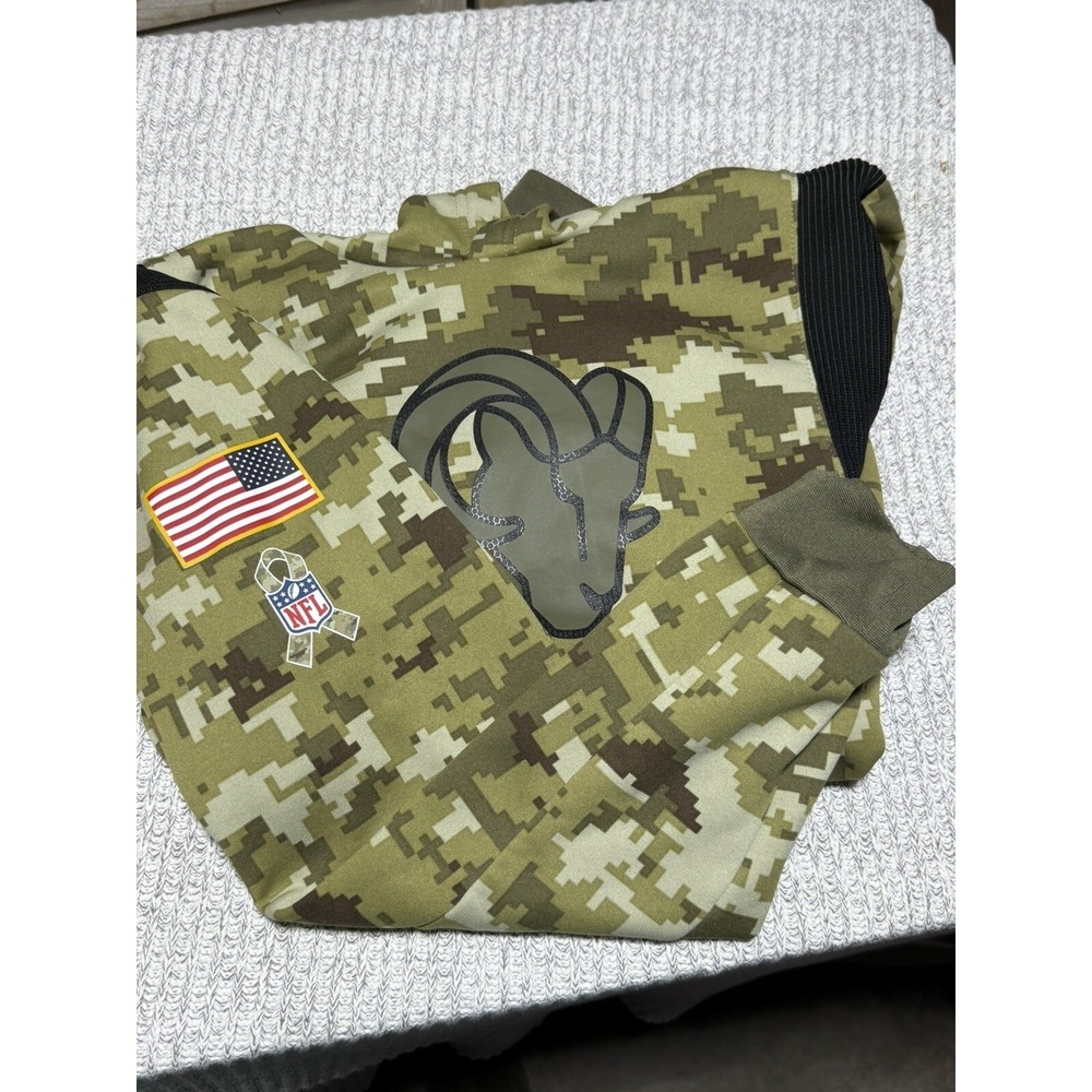Los Angeles Rams‎ Nike Hoodie Salute To Service Camo Youth XL on field